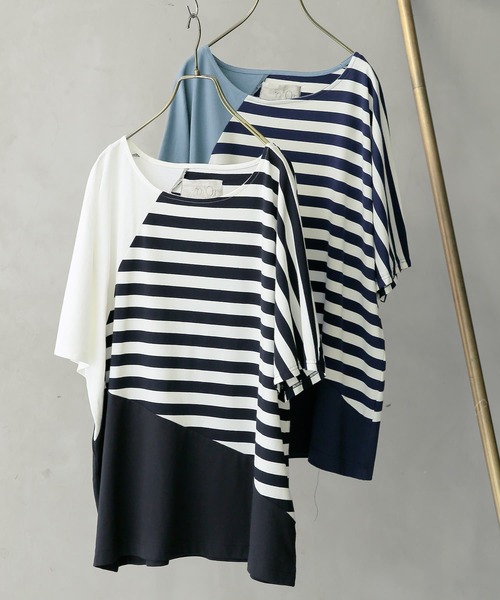 osharewalker（オシャレウォーカー）の「【廃盤】『ゆるっと配色ボーダーカットソー』（Tシャツ/カットソー・レディース・ブラック/ネイビー・FREE）」の20枚目の写真