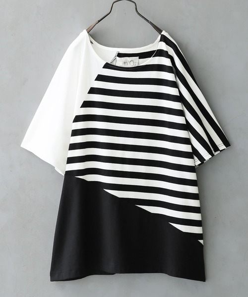 osharewalker（オシャレウォーカー）の「【廃盤】『ゆるっと配色ボーダーカットソー』（Tシャツ/カットソー・レディース・ブラック/ネイビー・FREE）」の21枚目の写真