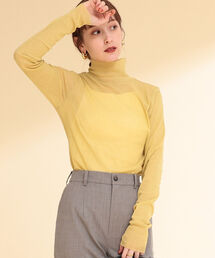 Ray BEAMS | Ray BEAMS / チュール ハイネック ロングスリーブ カットソー(Tシャツ/カットソー)