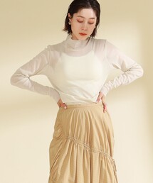 Ray BEAMS | Ray BEAMS / チュール ハイネック ロングスリーブ カットソー(Tシャツ/カットソー)