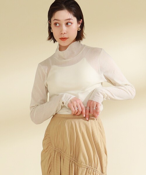 Ray BEAMS（レイビームス）の「Ray BEAMS / チュール ハイネック ロングスリーブ カットソー（Tシャツ/カットソー・レディース・ブラック/イエロー/ホワイト系その他6/ケリー・ONE SIZE）」の6枚目の写真