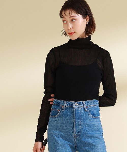 Ray BEAMS（レイビームス）の「Ray BEAMS / チュール ハイネック ロングスリーブ カットソー（Tシャツ/カットソー・レディース・ブラック/イエロー/ホワイト系その他6/ケリー・ONE SIZE）」の7枚目の写真