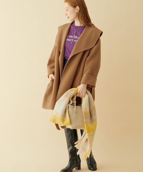 MADEMOISELLE ROPE'（マドモアゼル ロペ）の「【一部WEB限定】ブークレーボリュームチェックストール（ストール/ショール・レディース・ブラック系その他/ブルー系その他/イエロー系その他・FREE）」の11枚目の写真