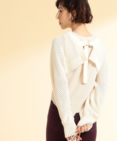 Ray BEAMS（レイビームス）の「Ray BEAMS / メッシュ編み アームボレロ（カーディガン/ボレロ・レディース・ブラック/オフホワイト・ONE SIZE）」の15枚目の写真