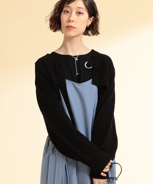 Ray BEAMS（レイビームス）の「Ray BEAMS / メッシュ編み アームボレロ（カーディガン/ボレロ・レディース・ブラック/オフホワイト・ONE SIZE）」の8枚目の写真