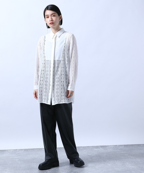 HARE（ハレ）の「シンセティックレザーコンビストレートパンツ