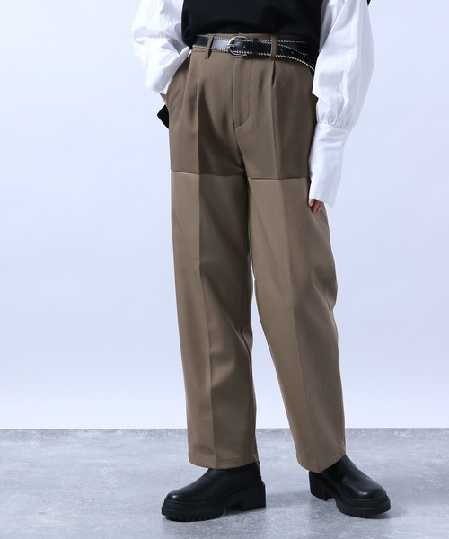 【★大感謝セール】 HARE（ハレ）の「シンセティックレザーコンビストレートパンツ パンツ