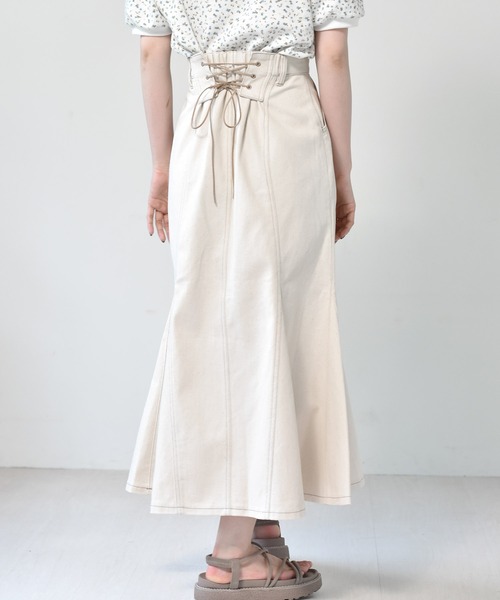 RETRO GIRL（レトロガール）の「レースアップマーメイドSK（スカート・レディース・ブラック/アイボリー/ダークブルー/ボルドー・FREE）」の9枚目の写真