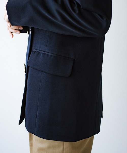 haco!（ハコ）の「かしこまらない賢い風貌！ハンサムと女性らしさをいいとこ取り！照れくさくない正解ジャケット by who made me（ノーカラージャケット・レディース・ネイビー・SMALL/MEDIUM/LARGE/X-LARGE）」の16枚目の写真