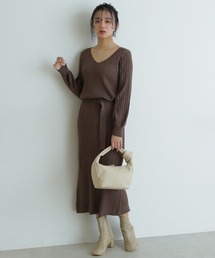 FREE'S MART | ◆ウォームストレッチリブブラウジングＶネックワンピース(ワンピース)