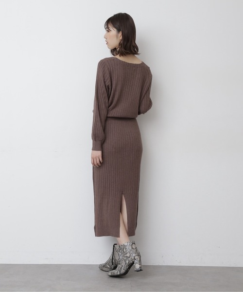 FREE'S MART（フリーズマート）の「◆ウォームストレッチリブブラウジングＶネックワンピース（ワンピース・レディース・ブラック/ベージュ/パープル/ブラウン・FREE）」の10枚目の写真