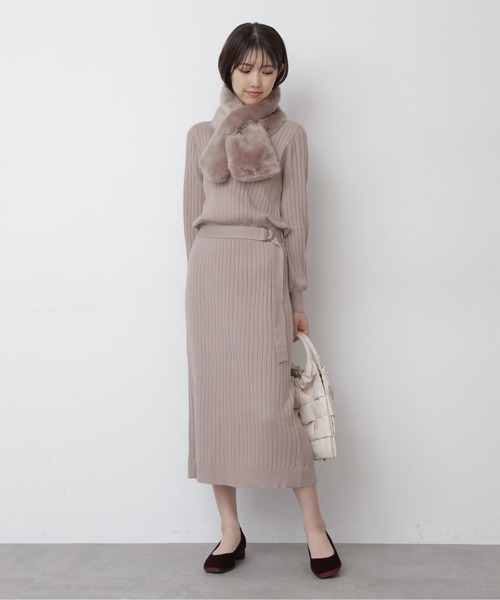 FREE'S MART（フリーズマート）の「◆ウォームストレッチリブブラウジングＶネックワンピース（ワンピース・レディース・ブラック/ベージュ/パープル/ブラウン・FREE）」の14枚目の写真