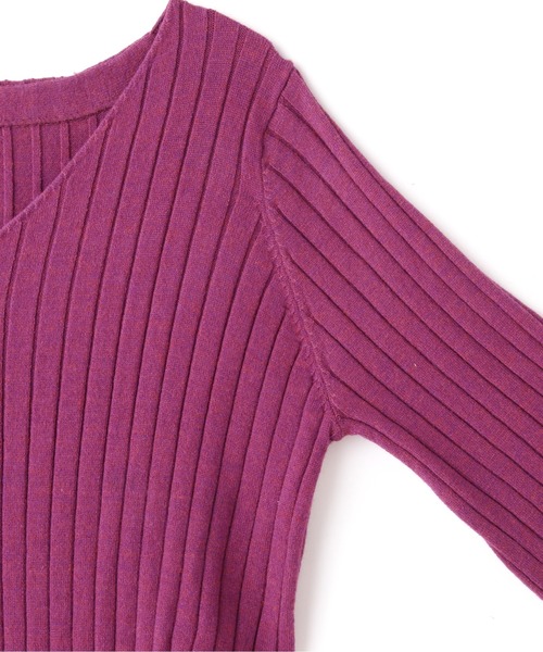 FREE'S MART（フリーズマート）の「◆ウォームストレッチリブブラウジングＶネックワンピース（ワンピース・レディース・ブラック/ベージュ/パープル/ブラウン・FREE）」の20枚目の写真