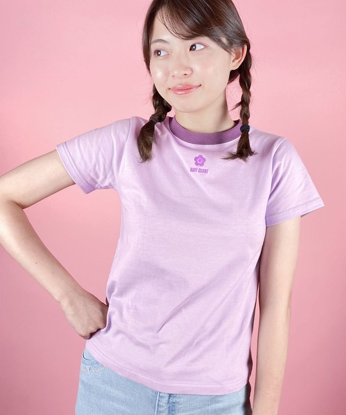 マリークワント　フラワーロゴホワイト　TシャツライトパープルセットアップLサイズ MARY QUANT（マリークワント）の「デイジーアイコンバイカラー
