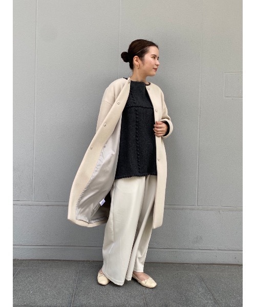 BEARDSLEY（ビアズリー）の「軽くて暖かさを保ってくれるダンボールマルコート（ノーカラーコート・レディース・ブラック/ベージュ・FREE）」の18枚目の写真