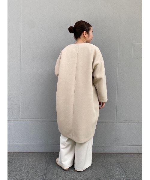 BEARDSLEY（ビアズリー）の「軽くて暖かさを保ってくれるダンボールマルコート（ノーカラーコート・レディース・ブラック/ベージュ・FREE）」の10枚目の写真