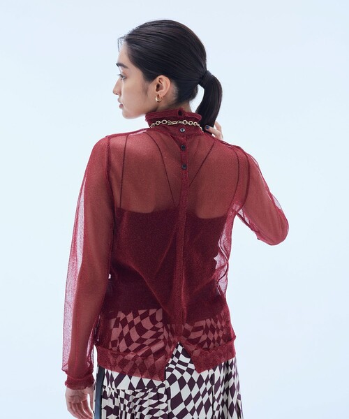 UNITED TOKYO（ユナイテッドトウキョウ）の「シアーラメニット（ニット/セーター・レディース・ブラック/ブラウン/レッド/ブルー・FREE）」の11枚目の写真