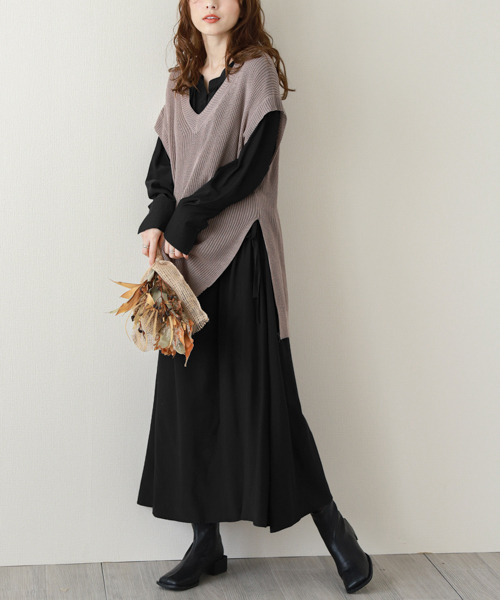 SUGAR BISKET（シュガービスケット）の「2wayブラウジングワンピース（ワンピース・レディース・ブラック/ベージュ/ブラウン/グリーン・フリー）」の2枚目の写真