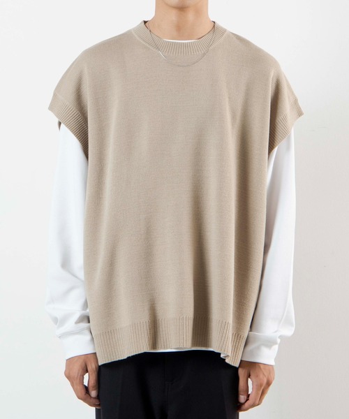 WEGO(ウィゴー)の「WEGO/ルーズシルエットニットベスト(ベスト・メンズ・ブラック/ダークグリーン/ベージュ/サックスブルー/グレー系その他・MEDIUM/LARGE)」の13枚目の写真