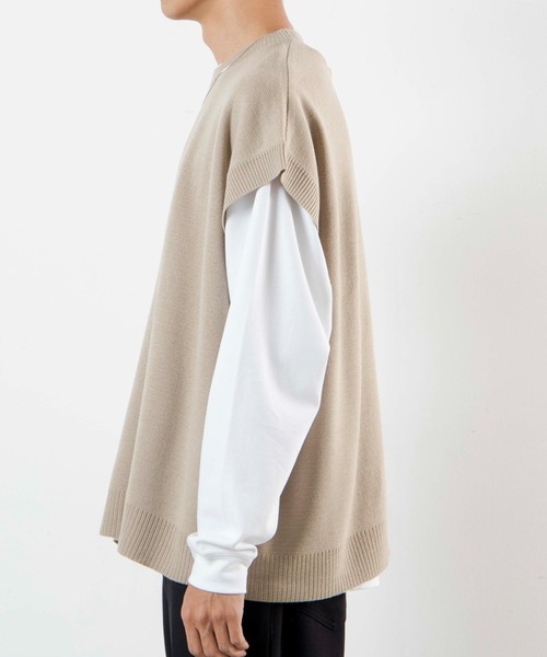 WEGO(ウィゴー)の「WEGO/ルーズシルエットニットベスト(ベスト・メンズ・ブラック/ダークグリーン/ベージュ/サックスブルー/グレー系その他・MEDIUM/LARGE)」の21枚目の写真