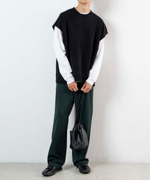 WEGO(ウィゴー)の「WEGO/ルーズシルエットニットベスト(ベスト・メンズ・ブラック/ダークグリーン/ベージュ/サックスブルー/グレー系その他・MEDIUM/LARGE)」の19枚目の写真