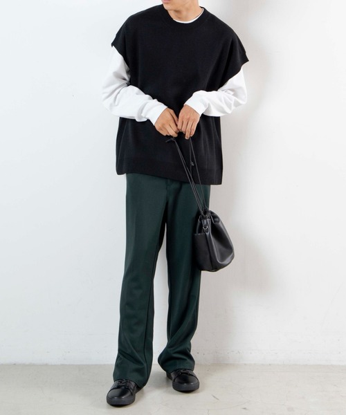 WEGO(ウィゴー)の「WEGO/ルーズシルエットニットベスト(ベスト・メンズ・ブラック/ダークグリーン/ベージュ/サックスブルー/グレー系その他・MEDIUM/LARGE)」の15枚目の写真