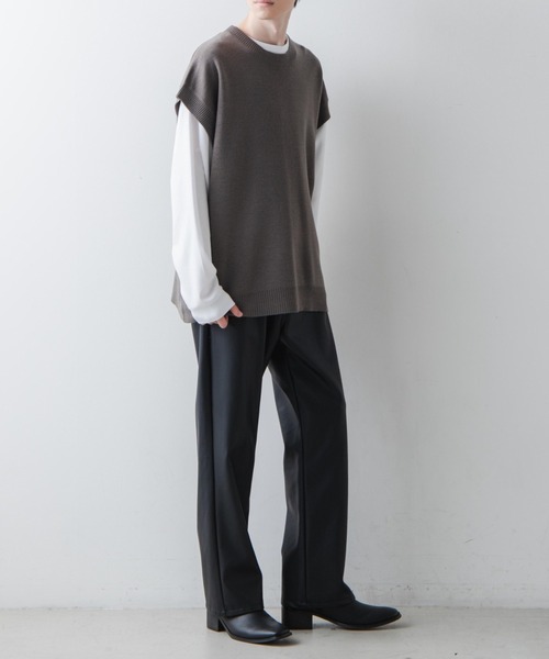 WEGO(ウィゴー)の「WEGO/ルーズシルエットニットベスト(ベスト・メンズ・ブラック/ダークグリーン/ベージュ/サックスブルー/グレー系その他・MEDIUM/LARGE)」の7枚目の写真