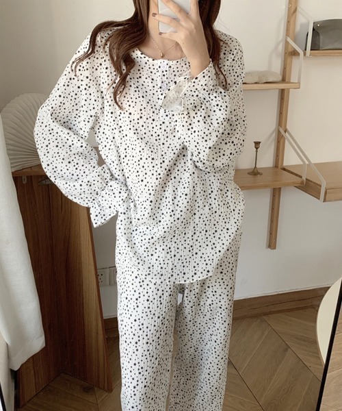 DAY CLOSET(デイ クローゼット)の「レディース 長袖キャンディスリーブルームウェアパジャマ 上下2点セット(ルームウェア/パジャマ・レディース・イエロー/ブルー系その他/ホワイト・XL/L/M)」の8枚目の写真