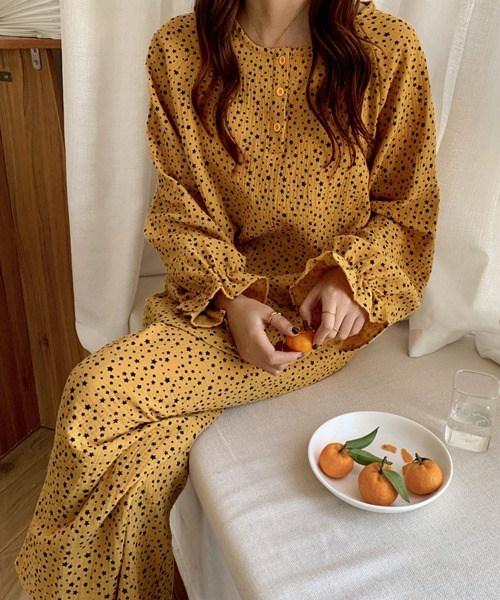 DAY CLOSET(デイ クローゼット)の「レディース 長袖キャンディスリーブルームウェアパジャマ 上下2点セット(ルームウェア/パジャマ・レディース・イエロー/ブルー系その他/ホワイト・XL/L/M)」の6枚目の写真