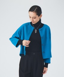 qualite | 【セットアップ対応】ダブルクロスクロプドシャツジャケット(ノーカラージャケット)