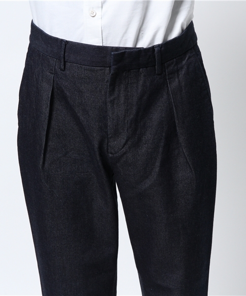 EDIFICE（エディフィス）の「◇PRODUCT F レフトデニム 1タッククロップドパンツ（デニムパンツ・メンズ・ネイビー・42/46/48/44/50）」の4枚目の写真