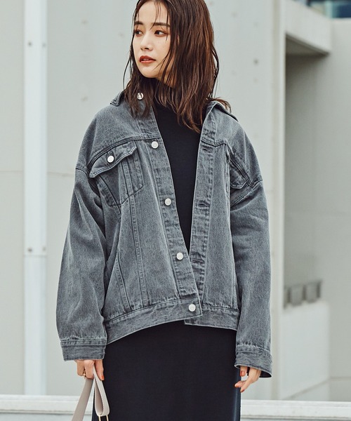 N.（N. Natural Beauty Basic）（エヌエヌナチュラルビューティーベーシック）の「【S Size Line】◆ビッグＧジャン（デニムジャケット・レディース・ブラック/グレー・SMALL/MEDIUM）」の2枚目の写真