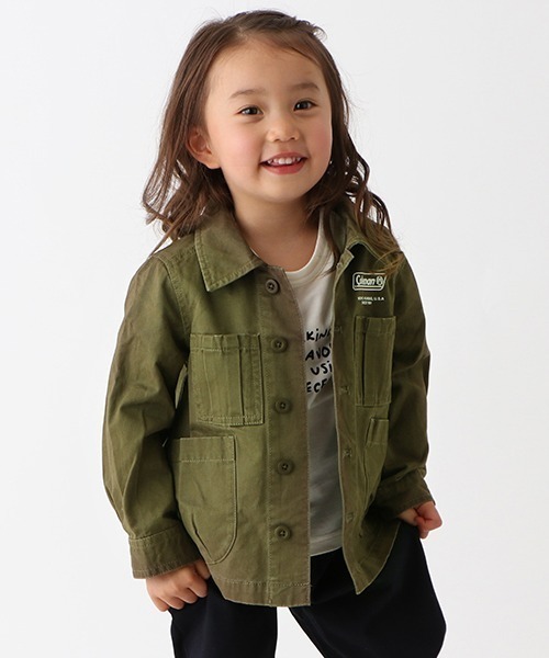 b・ROOM（ビールーム）の「【Coleman】ワークジャケット（ミリタリージャケット・キッズ・キャメル/カーキ・130cm/110cm/120cm/100cm）」の2枚目の写真
