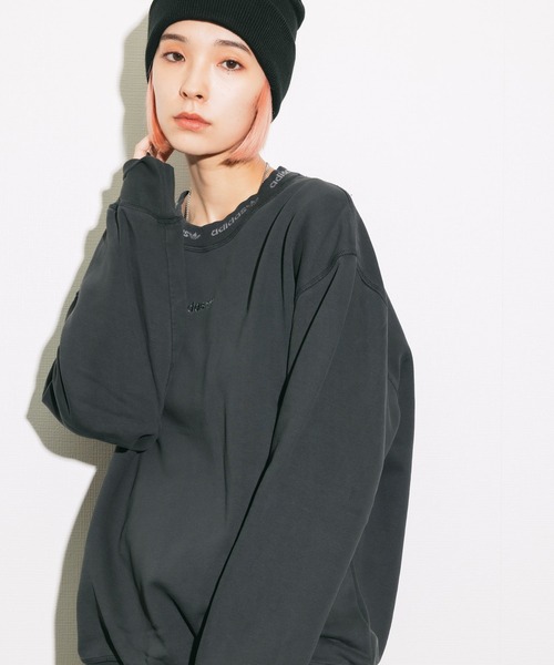 adidas（アディダス）の「adidas/アディダス DYED CREW クルースウェット ブランドロゴ 刺繍 後染め（スウェット・メンズ・チャコールグレー/ブラック・L/M/O）」の12枚目の写真
