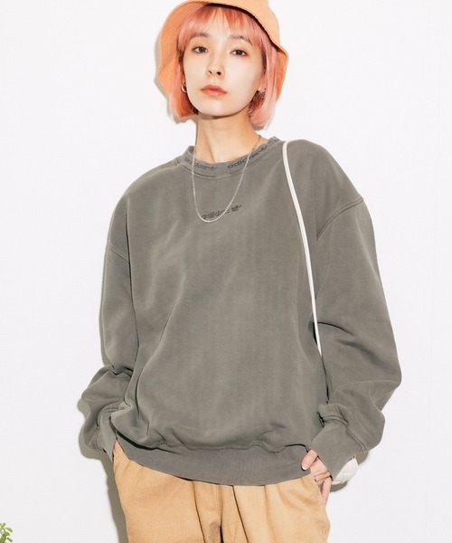 adidas（アディダス）の「adidas/アディダス DYED CREW クルースウェット ブランドロゴ 刺繍 後染め（スウェット・メンズ・チャコールグレー/ブラック・L/M/O）」の19枚目の写真
