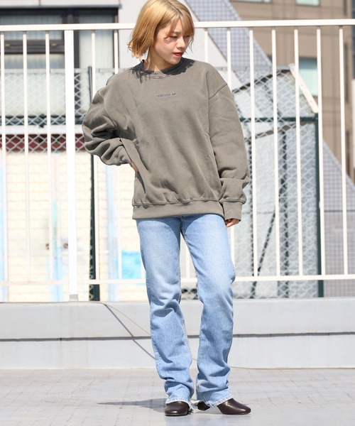 adidas/アディダス DYED CREW クルースウェット ブランドロゴ 刺繍 後