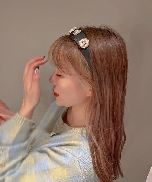 コンプレックスビズ　ビジューパール　カチューシャ COMPLEX BIZ コンプレックスビズラインストーン＆パール