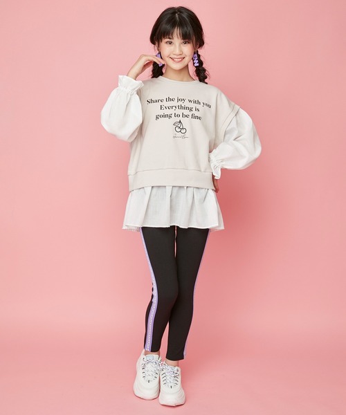 JENNI love（ジェニィラブ）の「レイヤード風ペプラムトレーナー（スウェット・キッズ・オフホワイト/ピンク/ミント・130cm/140cm/150cm/160cm）」の18枚目の写真