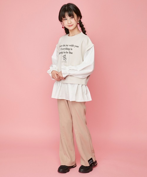JENNI love（ジェニィラブ）の「レイヤード風ペプラムトレーナー（スウェット・キッズ・オフホワイト/ピンク/ミント・130cm/140cm/150cm/160cm）」の4枚目の写真