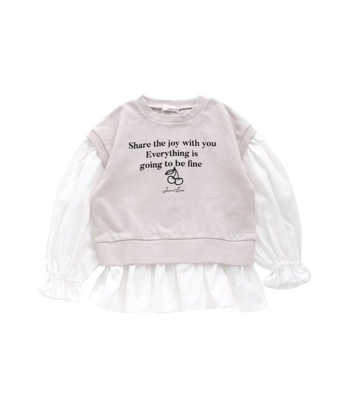 JENNI love（ジェニィラブ）の「レイヤード風ペプラムトレーナー（スウェット・キッズ・オフホワイト/ピンク/ミント・130cm/140cm/150cm/160cm）」の16枚目の写真