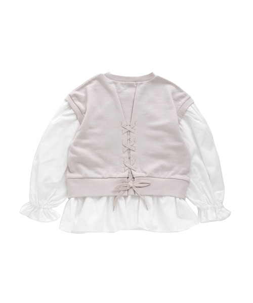 JENNI love（ジェニィラブ）の「レイヤード風ペプラムトレーナー（スウェット・キッズ・オフホワイト/ピンク/ミント・130cm/140cm/150cm/160cm）」の8枚目の写真