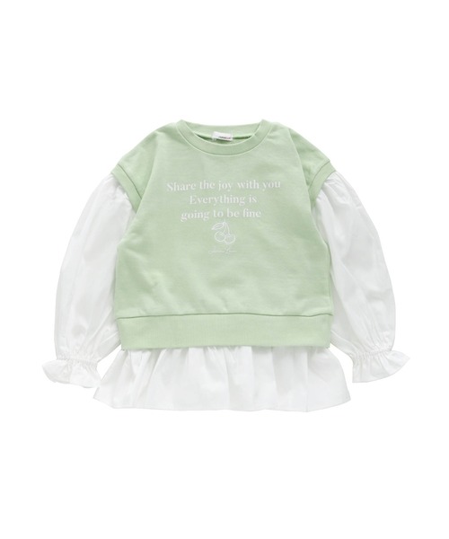 JENNI love（ジェニィラブ）の「レイヤード風ペプラムトレーナー（スウェット・キッズ・オフホワイト/ピンク/ミント・130cm/140cm/150cm/160cm）」の6枚目の写真