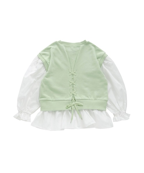 JENNI love（ジェニィラブ）の「レイヤード風ペプラムトレーナー（スウェット・キッズ・オフホワイト/ピンク/ミント・130cm/140cm/150cm/160cm）」の19枚目の写真