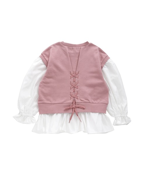 JENNI love（ジェニィラブ）の「レイヤード風ペプラムトレーナー（スウェット・キッズ・オフホワイト/ピンク/ミント・130cm/140cm/150cm/160cm）」の15枚目の写真