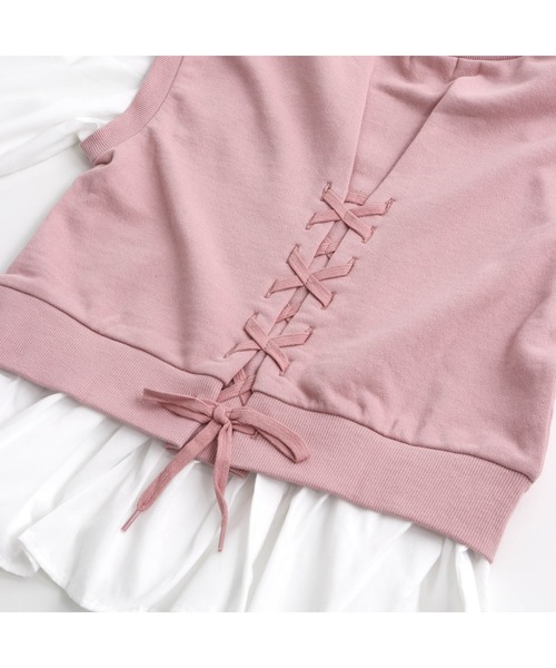 JENNI love（ジェニィラブ）の「レイヤード風ペプラムトレーナー（スウェット・キッズ・オフホワイト/ピンク/ミント・130cm/140cm/150cm/160cm）」の11枚目の写真