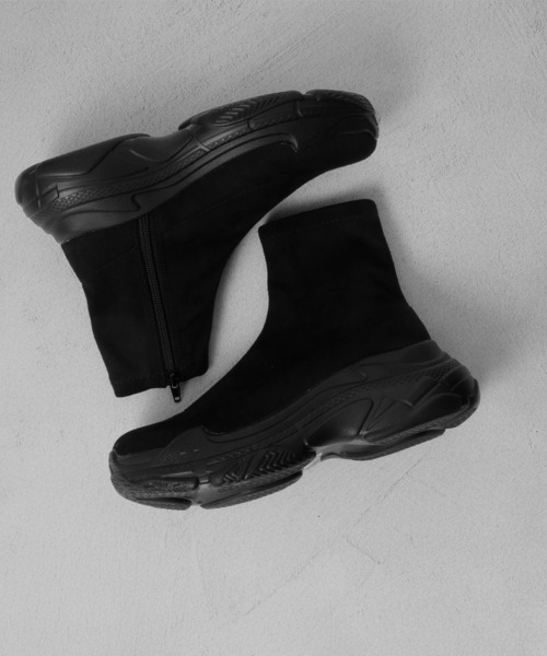 LOVEHUNTER（ラブハンター）の「LOVEHUNTER 厚底スニーカーライクストレッチブーツ（ブーツ・レディース・ブラック/ブラック系その他・LL/M/L/S）」の5枚目の写真