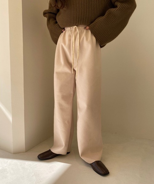 lawgy（ラウジー）の「cotton rafu pants（その他パンツ・レディース・ブラウン/アイボリー・FREE）」の4枚目の写真