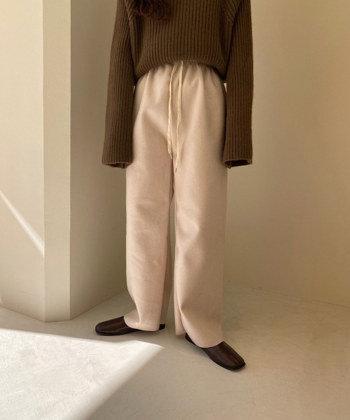 lawgy（ラウジー）の「cotton rafu pants（その他パンツ・レディース・ブラウン/アイボリー・FREE）」の6枚目の写真