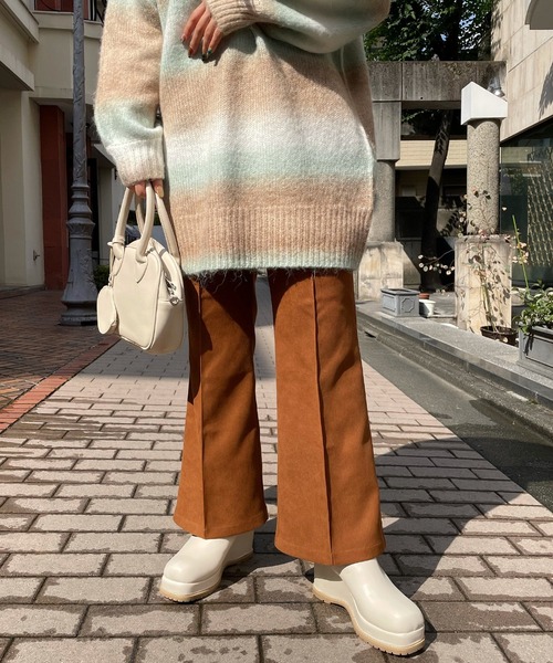 AS KNOW AS PINKY（アズノゥアズピンキー）の「イロフワリスラックスパンツ（スラックス・レディース・チャコールグレー/ブラック/オレンジ/ブルー/グリーン/モカ/キャメル・S/M/L）」の6枚目の写真