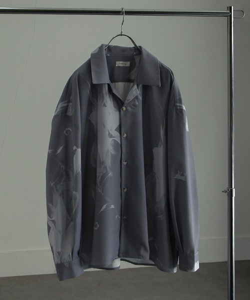 NILWAY（ニルウェイ）の「-Lily- Highest Decin Oversize Shirts/花柄オープンカラーシャツ（シャツ/ブラウス・メンズ・ブラック×レッド/ホワイト×ブラック/グレー系/ホワイト×パープル/ブルー系/ブラック×ホワイト・MEDIUM/SMALL/LARGE）」の6枚目の写真